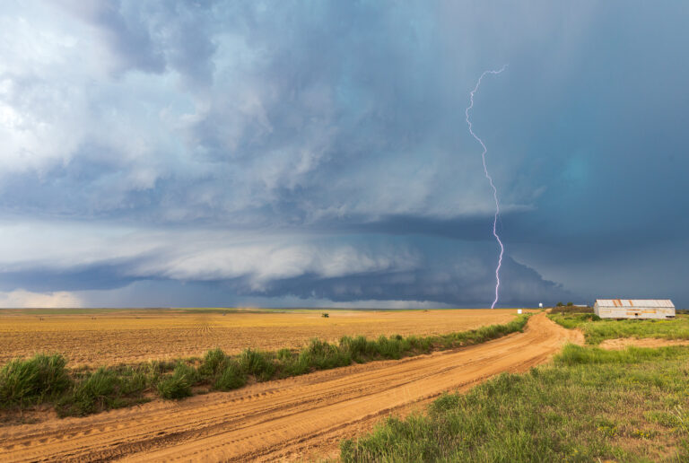 A Texas Storm rolls over a farm near Clarendon